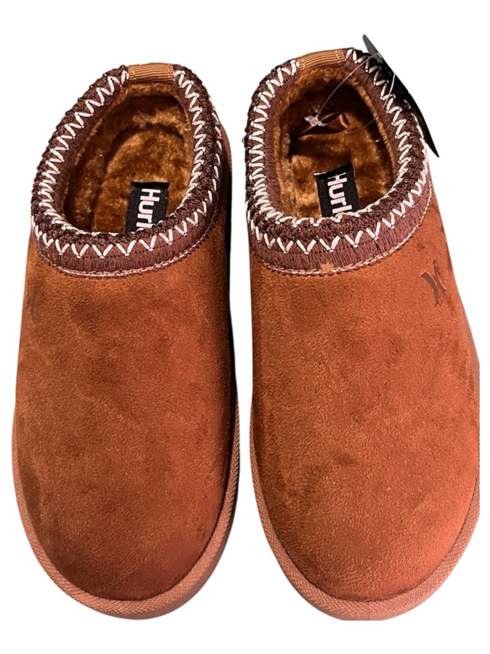 Hurley Kids Rust Brown Slip-On Fuzzy Lined Slippers